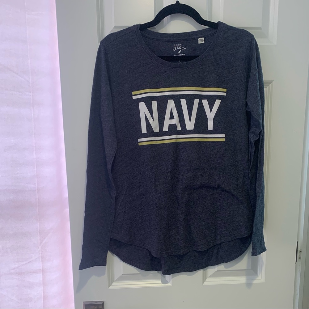Navy Naval Academy Long-sleeved Tee, Heathered Navy blue, size L